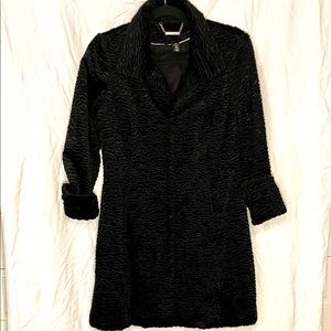 White House/Black Market black faux fur coat